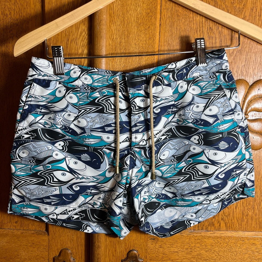 Thorsun Women’s Fish Print Shorts — XS — Blue